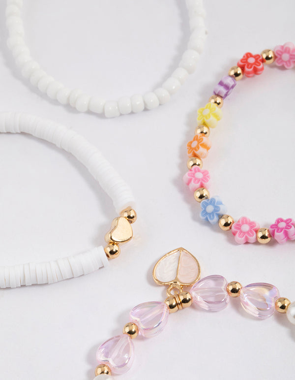 Kids Beaded Pretty Heart Bangle 4-Pack