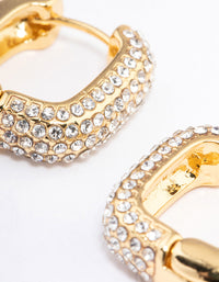 Gold Plated Square Pave Hoop Earrings - link has visual effect only