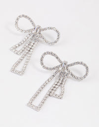 Silver Cubic Zirconia Statement Bow Drop Earrings - link has visual effect only