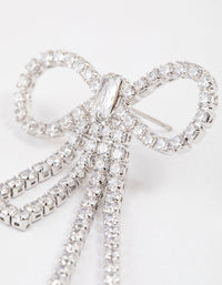 Silver Cubic Zirconia Statement Bow Drop Earrings - link has visual effect only