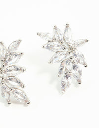 Silver Cubic Zirconia Navette Mini Stud Earrings - link has visual effect only