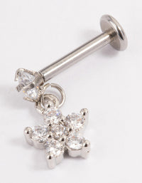 Surgical Steel Cubic Zirconia Flower Drop Flat Back - link has visual effect only