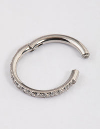 Surgical Steel Fine Pave Band Clicker Ring - link has visual effect only