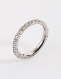 Surgical Steel Fine Pave Band Clicker Ring - link has visual effect only