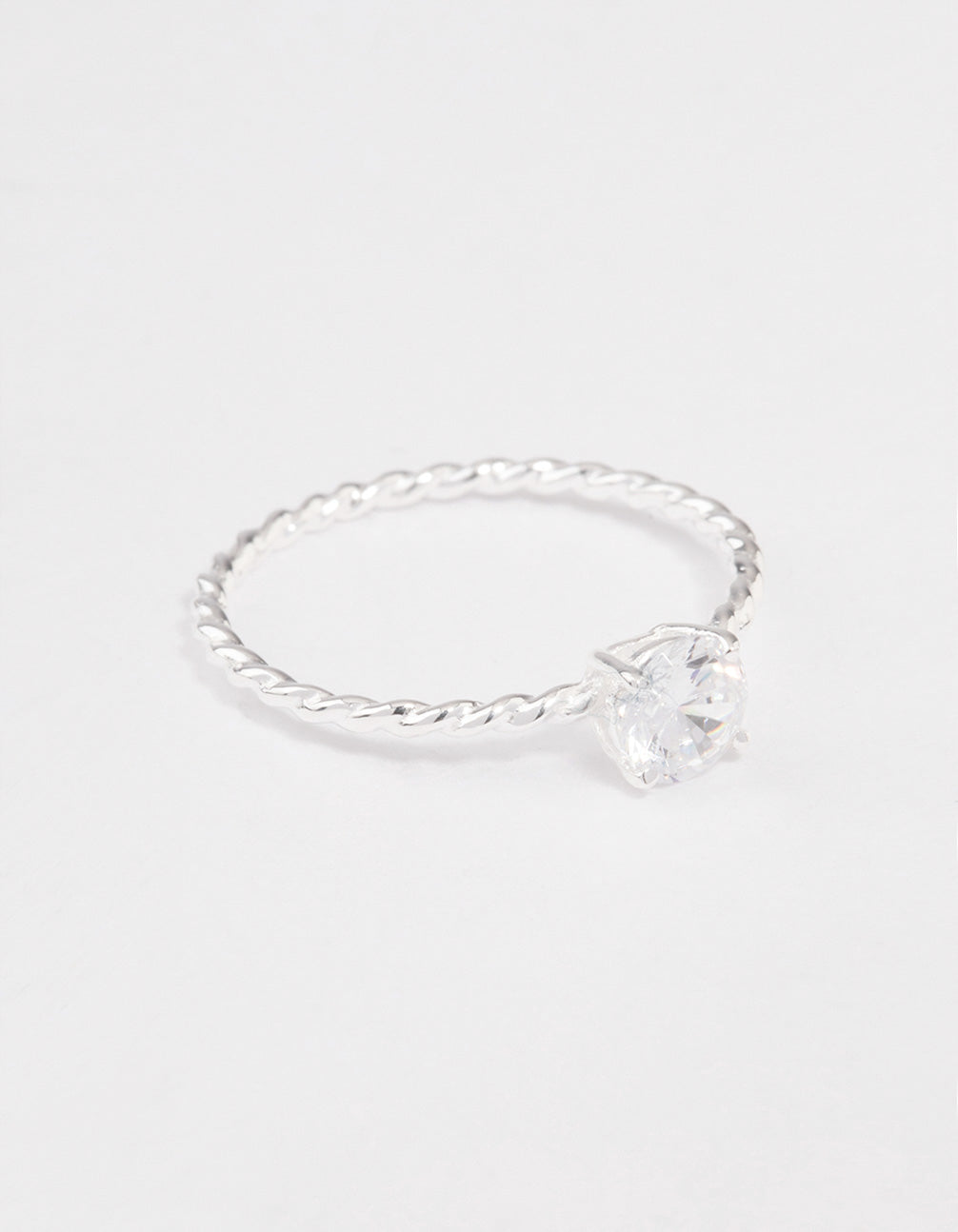 Sterling Silver Cubic Zirconia Twisted Engagement Ring