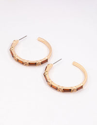 Gold Baguette Medium Hoop Earrings - link has visual effect only