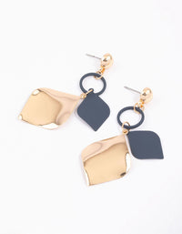 Blue Circle & Double Leaf Drop Earrings - link has visual effect only