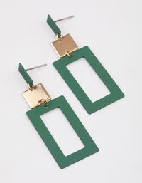 Green Graduating Rectangle Open Drop Earrings - link has visual effect only