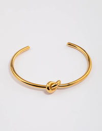 Waterproof Gold Plated Stainless Steel Basic Knotted Wrist Cuff - link has visual effect only