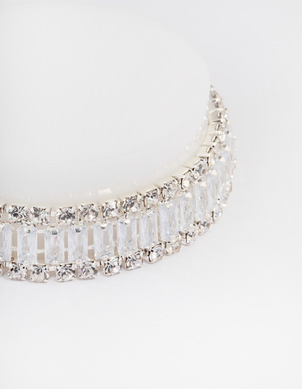 Silver Plated Cubic Zirconia Round & Baguette Bracelet