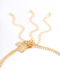 Gold Plated Cup Chain Diamante & Freshwater Pearl Layered Necklace - link has visual effect only