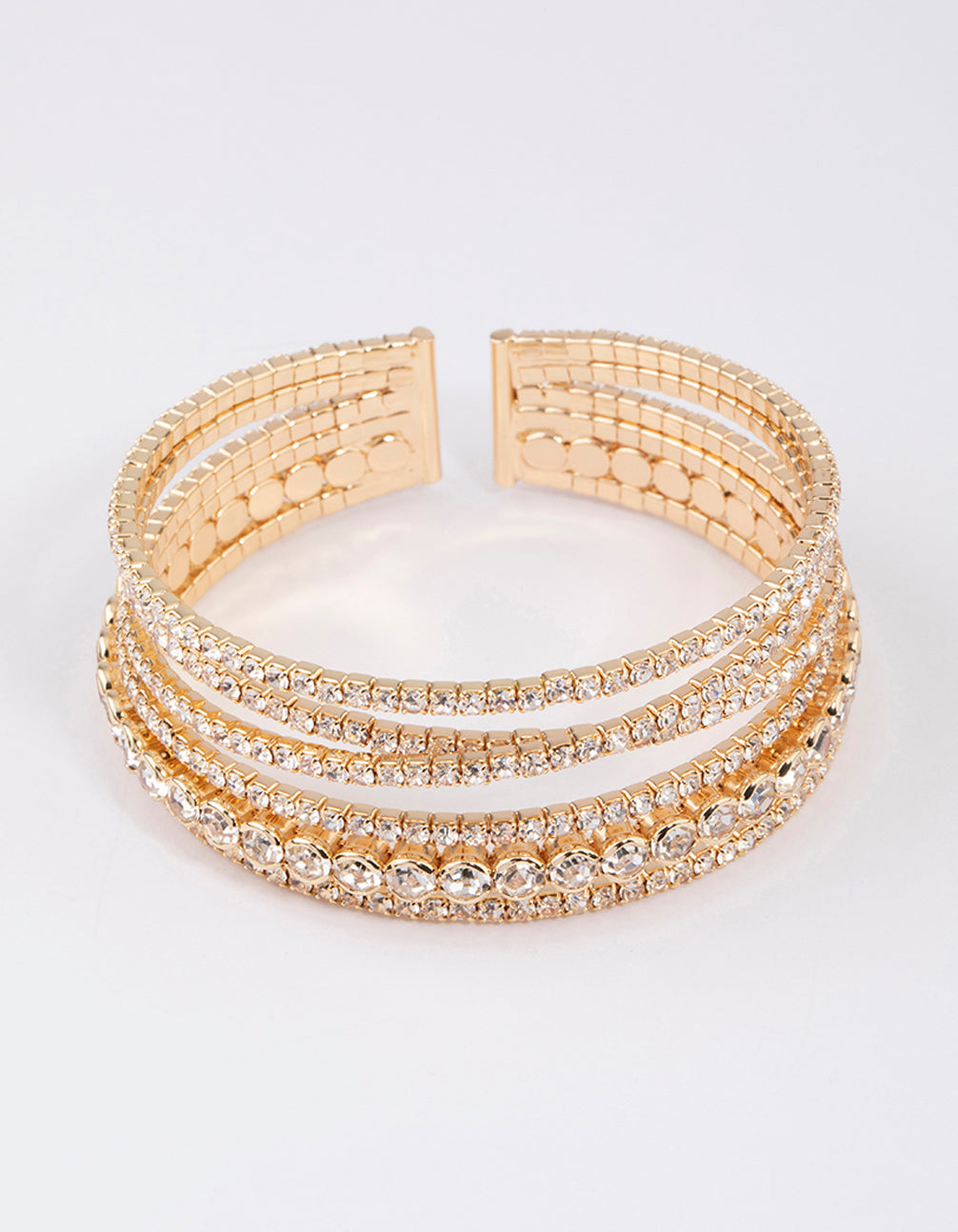 Gold Criss Cross Circle Cup Chain Bangle