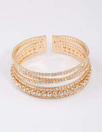 Gold Criss Cross Circle Cup Chain Bangle - link has visual effect only