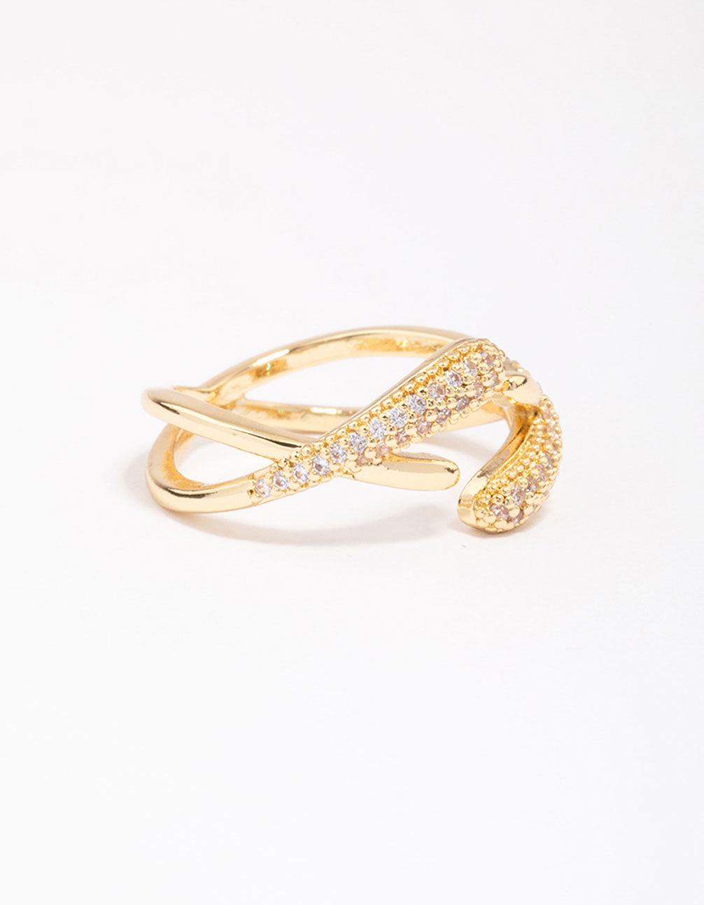 Gold Plated Pave Interlaced Ring