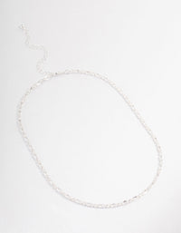 Silver Plated Cubic Zirconia Round & Baguette Tennis Necklace - link has visual effect only