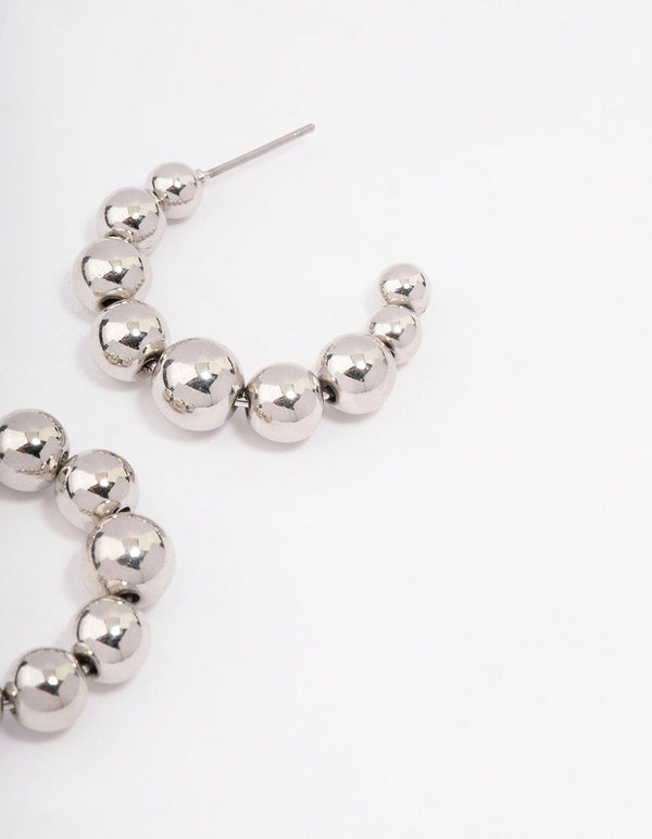 Silver Chunky Ball Hoop Earrings