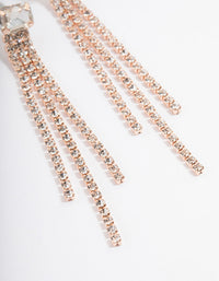 Rose Gold Stone Cup Chain Triple Row Drop Earrings - link has visual effect only