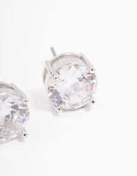 Silver Cubic Zirconia Round Statement Stud Earrings - link has visual effect only