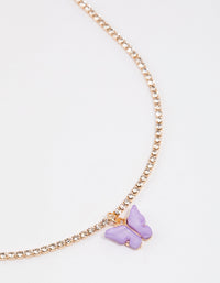 Purple Diamante Cup Chain Butterfly Necklace - link has visual effect only