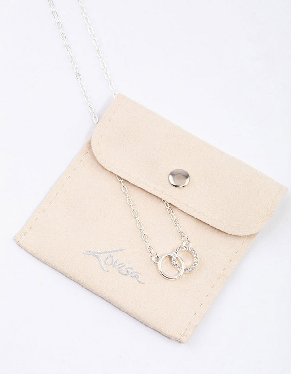 Silver Linked Circle Diamante Necklace & Polishing Set