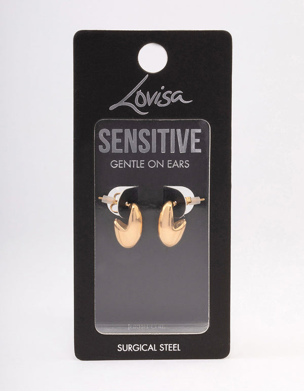 Gold Plated Surgical Steel Curved Bubble Stud Earrings