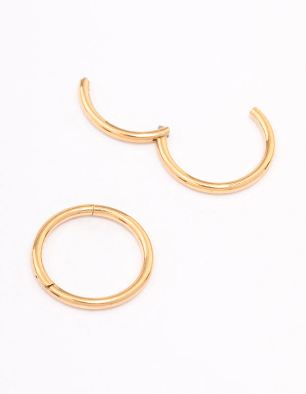 Gold Plated Plain Clicker Earrings 7mm