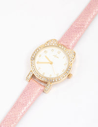 Kids Diamante & Glitter Cat Faux Leather Watch - link has visual effect only