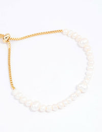 Gold Plated Large Station Full Freshwater Pearl Bracelet - link has visual effect only
