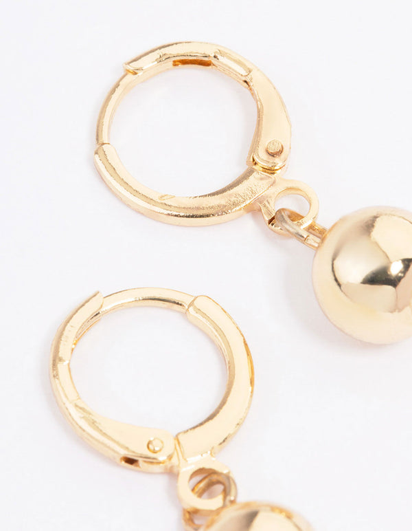 Gold Small Classic Ball Huggie Earrings