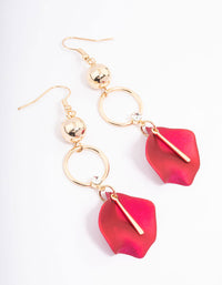 Pink Ball Circle Petal Drop Earrings - link has visual effect only