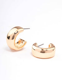 Gold Small Wide Rectangle Hoop Earrings - link has visual effect only