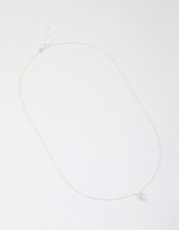 Sterling Silver Cubic Zirconia Stem Necklace