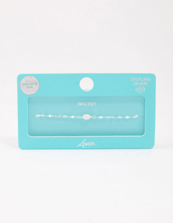 Sterling Silver Lane Rope Pearl Bracelet