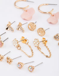 Gold Floral Petal Bug Earrings 8-Pack - link has visual effect only