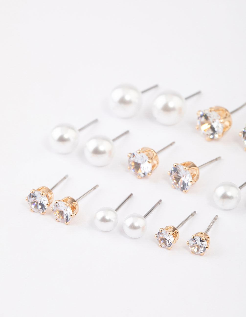Gold Graduating Diamante & Pearl Earrings 8-Pack