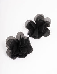 Black Fabric Layered Flower Stud Earrings - link has visual effect only