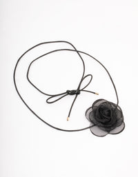 Black Mesh Corsage Thin Rope Choker - link has visual effect only