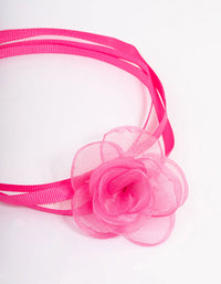 Pink Mesh Corsage Ribbon Choker - link has visual effect only