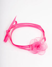 Pink Mesh Corsage Ribbon Choker - link has visual effect only