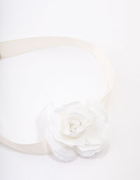 White Pearl Rose Wide Ribbon Choker - link has visual effect only