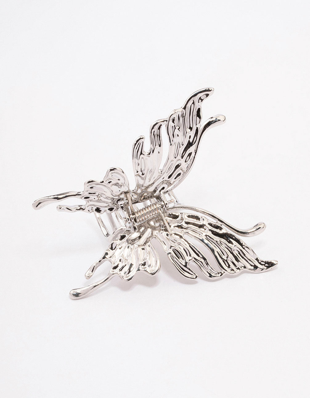 Silver Melted Butterfly Hair Claw Clip