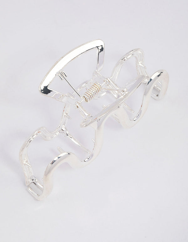 Silver Metal Wavy Hair Claw Clip