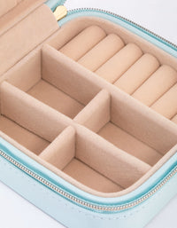 Light Blue PU Leather Compact Jewellery Case - link has visual effect only