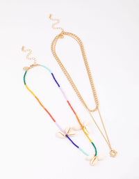 Gold Genuine Shell Flower Layered Necklace - link has visual effect only