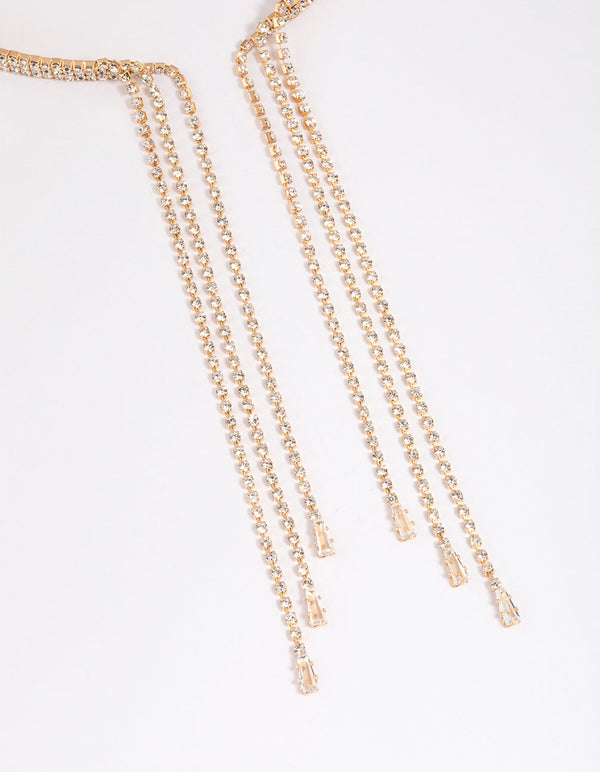 Gold Diamante Tassel Choker