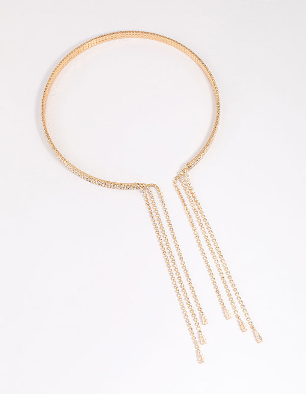 Gold Diamante Tassel Choker