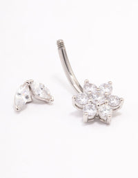 Surgical Steel Flower & Leaf Belly Ring - link has visual effect only