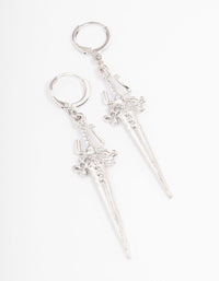 Silver Drop Hoop Earrings - link has visual effect only