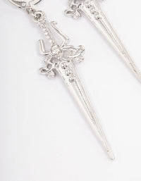 Silver Drop Hoop Earrings - link has visual effect only