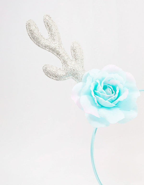 Kids Fabric Christmas Rose Sequin Antler Headband